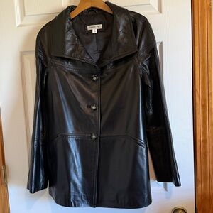 Coldwater Creek Black Leather Coat